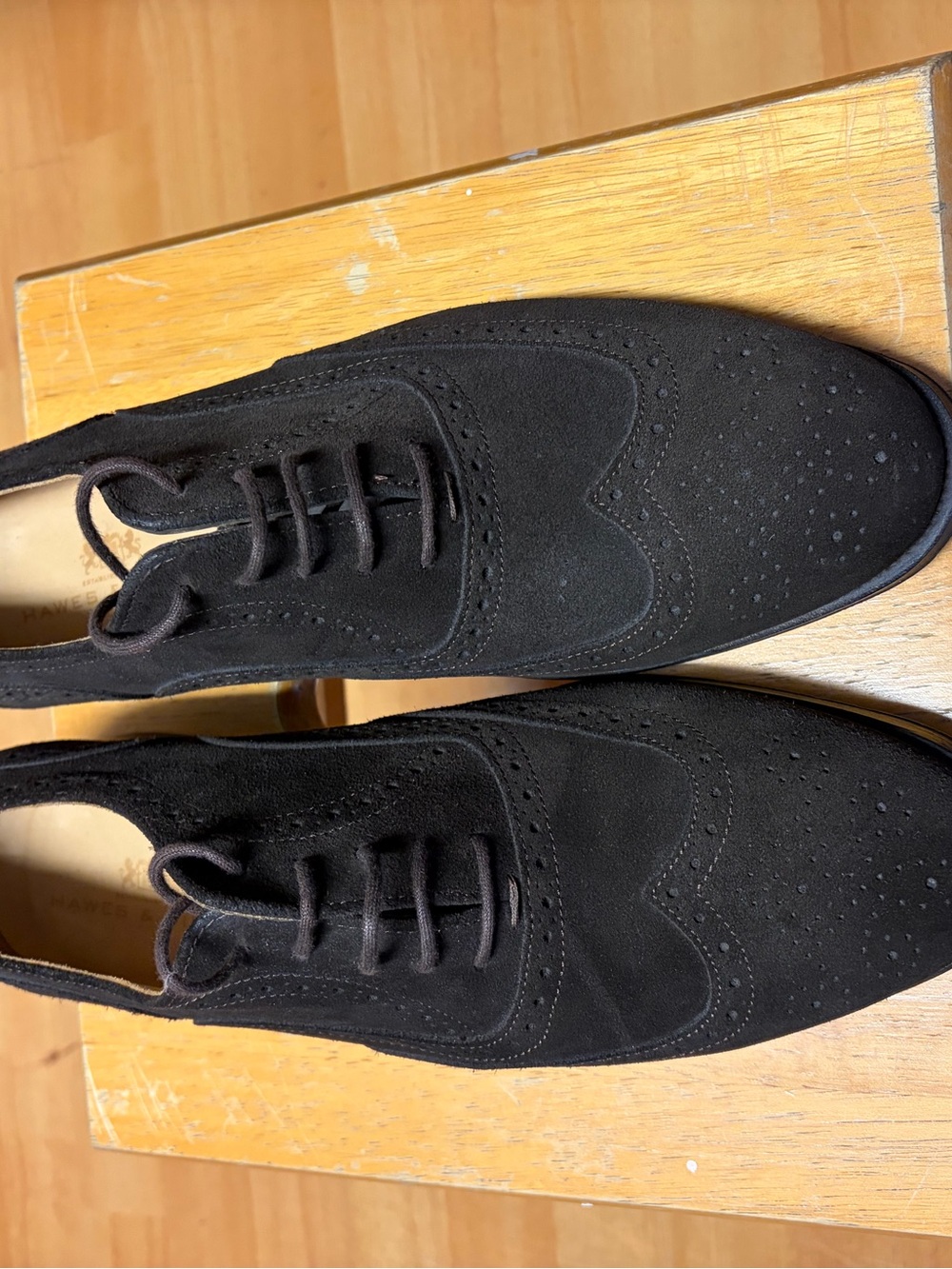 Men's Black Suede Wingtip Oxford Shoes